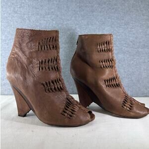 Sam Edelman Krosby Women’s sz 9.5 Gladiator Leather Wedge Peep Toe booties